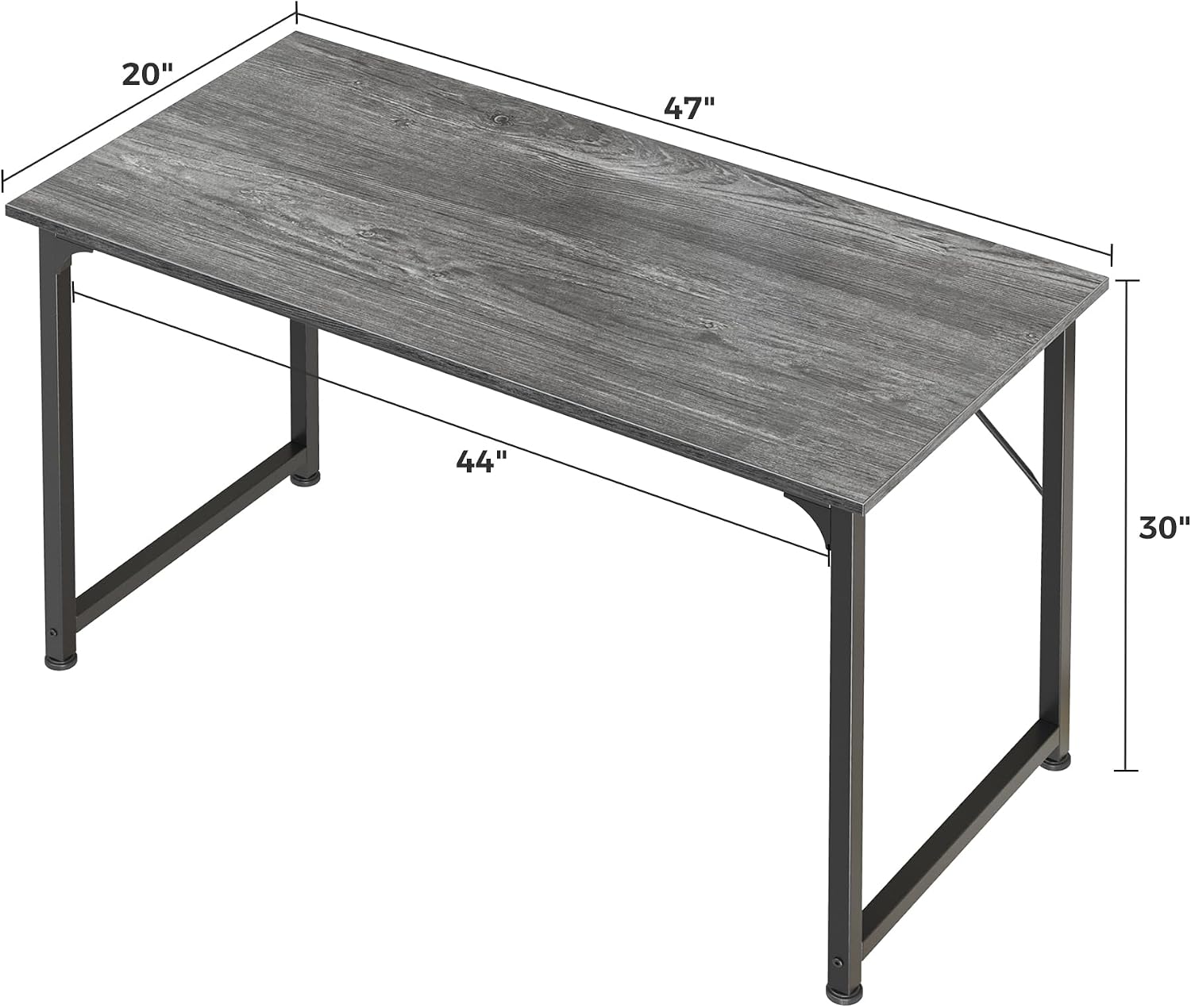 Huuger Computer Desk, 48 Inch Office Desk, Gaming Desk with Storage, Writing Desk Work Desk for Home Office, Study, Modern Simple Desk, Large Legroom, Metal Frame, Grey thumbnail