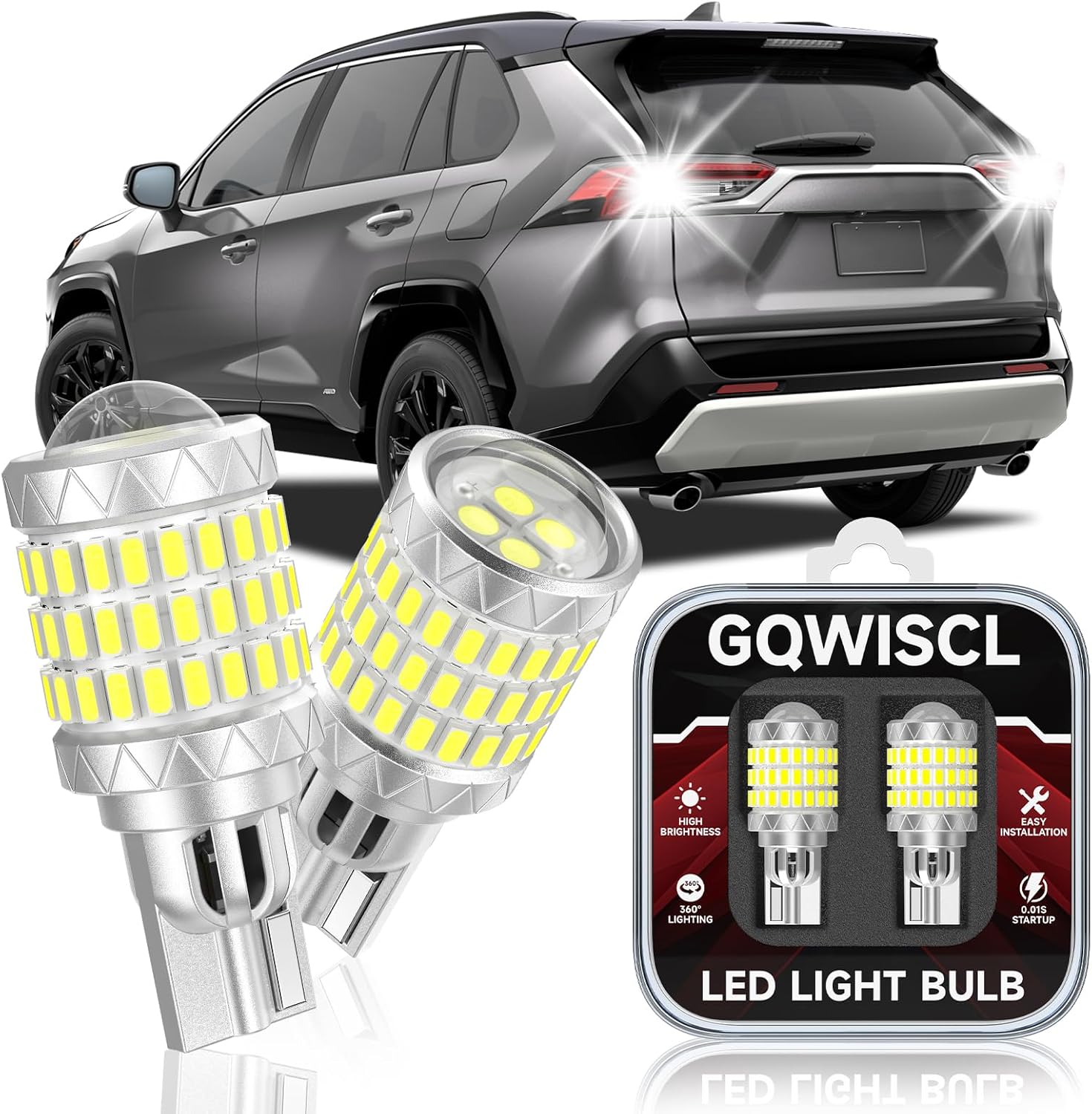 921 912 LED Reverse Light Bulbs Fit for Toyota 2006-2025 Highlander, 6000K Cool White, 600% Brightness with HD Projector Back Up Light Bulb, Plug and Play, Pack of 2