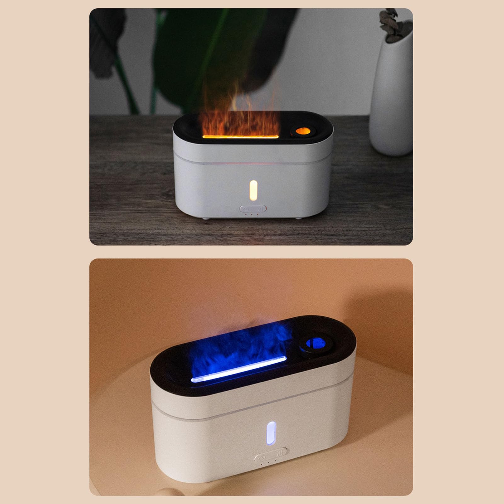 Diffuseur d'arôme de Flamme de 300ml, humidificateur d'arôme par atomisation, alimenté par USB avec lumière LED