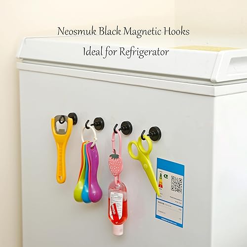 Vista 95 de NEOSMUK - Ganchos magnéticos de alta resistencia con imanes extrafuertes para colgar en refrigerador, crucero, cabinas o parrilla, color blanco