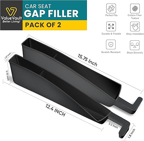 Miniatura 2 de Organizador de espacio para asiento de automóvil, 2 piezas, relleno universal para automóviles, SUV y camiones, bloqueador de automóvil entre