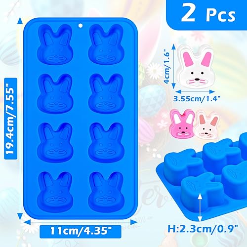 Vista 3 de Webake Moldes de silicona para cubitos de hielo de conejo, 8 cavidades para chocolate, dulces, cubitos de hielo, decoraciones de cupcakes, ideales