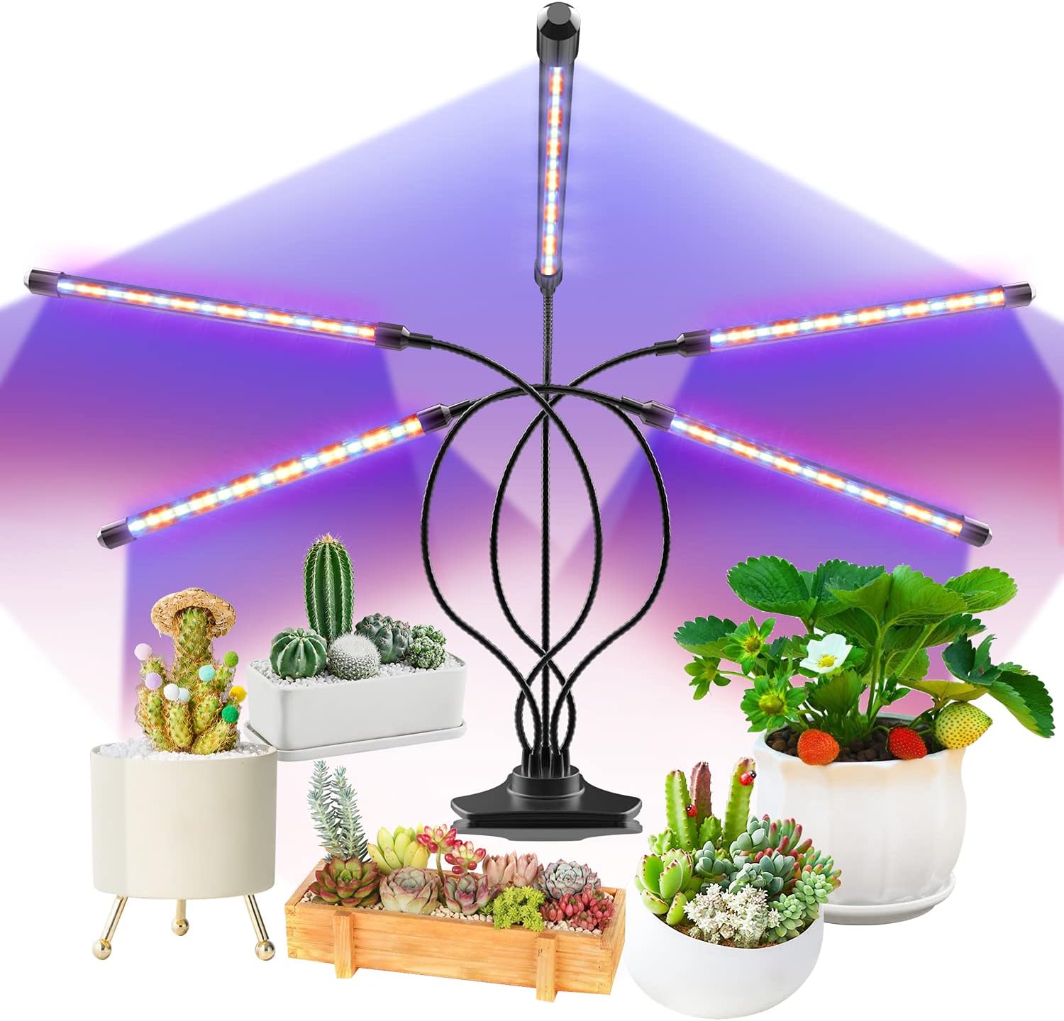 yoyomax Grow Light Plant Lights for Indoor Plants LED Lamp Bulbs Full Spectrum (Five Heads)