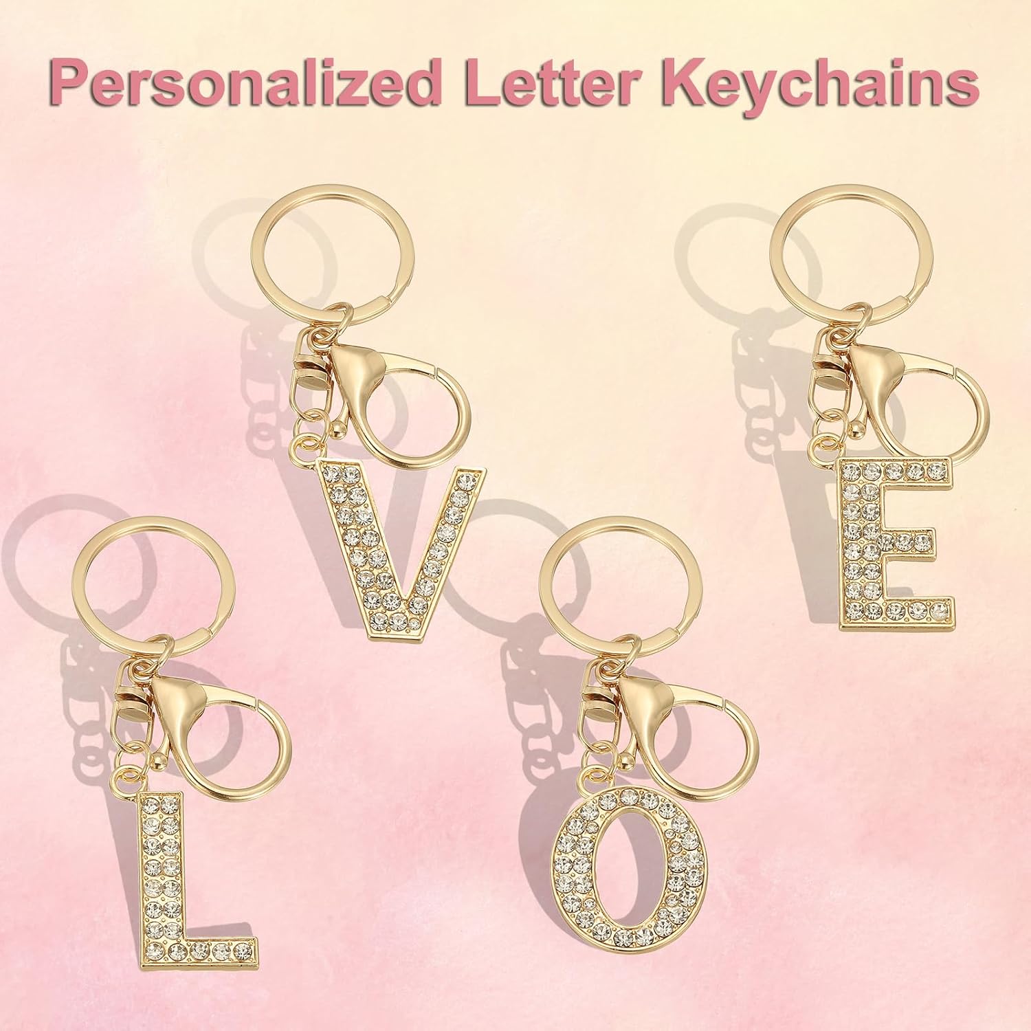 PATIKIL Initial Letter Key Chain, Letter A-Z Keychain Initials Keyring Cute Metal Crystal Alphabet Keyring image 4