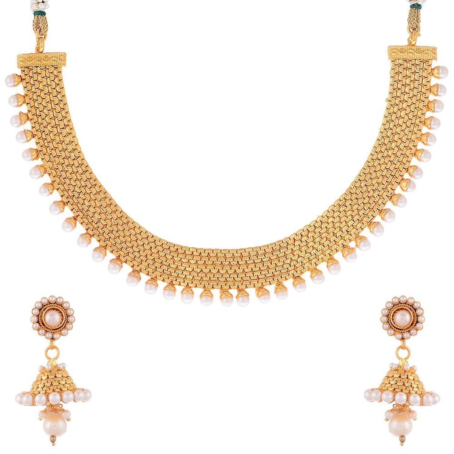 YouBella Traditional Jhumki Pearl Temple coin Necklace Set for Women (B019QO7PBW) Amazon Price History, Amazon Price Tracker