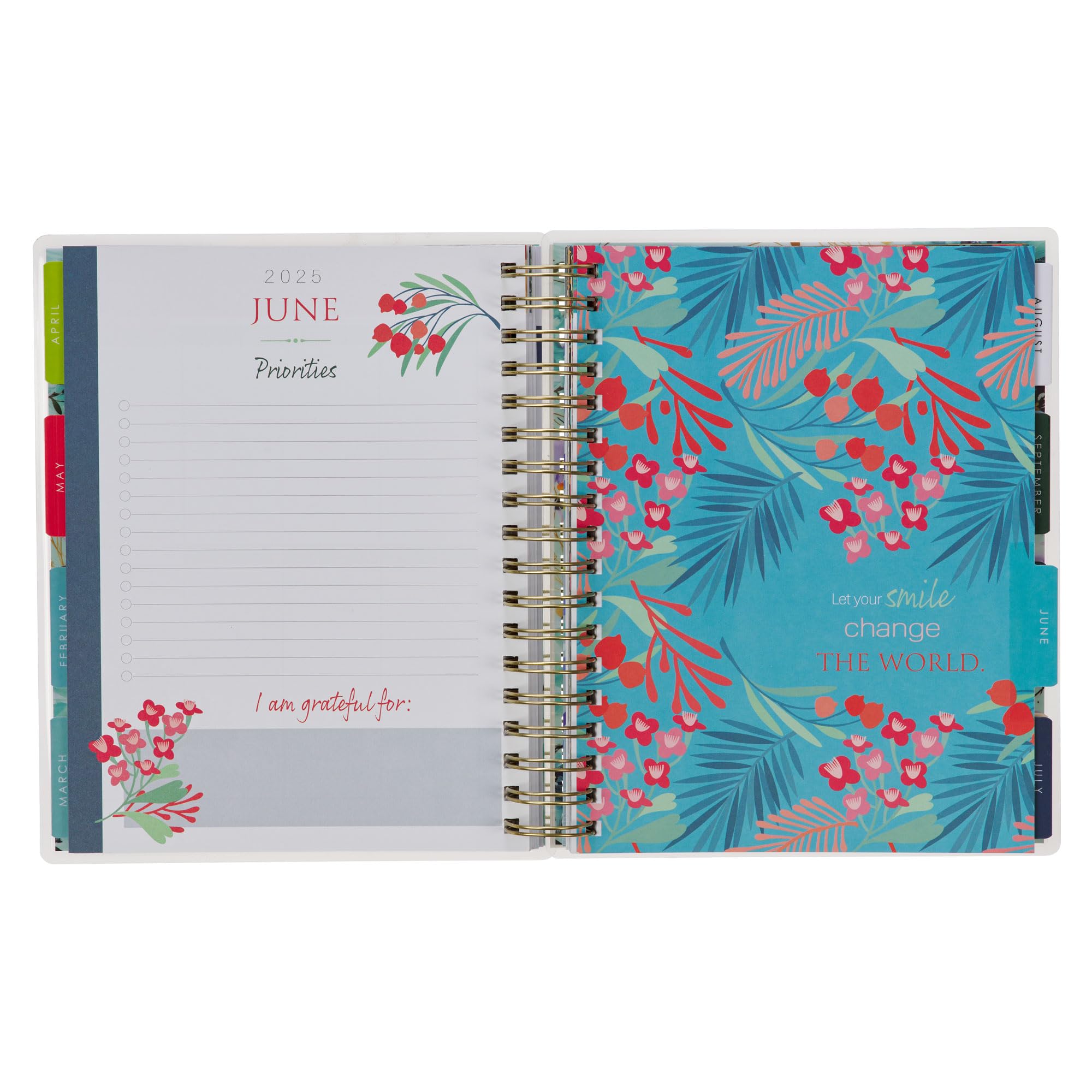 With Love Inspirierender 18-Monatsplaner 2025 mit Aufschrift "Thankful Grateful Blessed", persönlicher Organizer, Tages- und Wochenplaner für Frauen, Aufkleber, elastischer Verschluss, August 2024 -