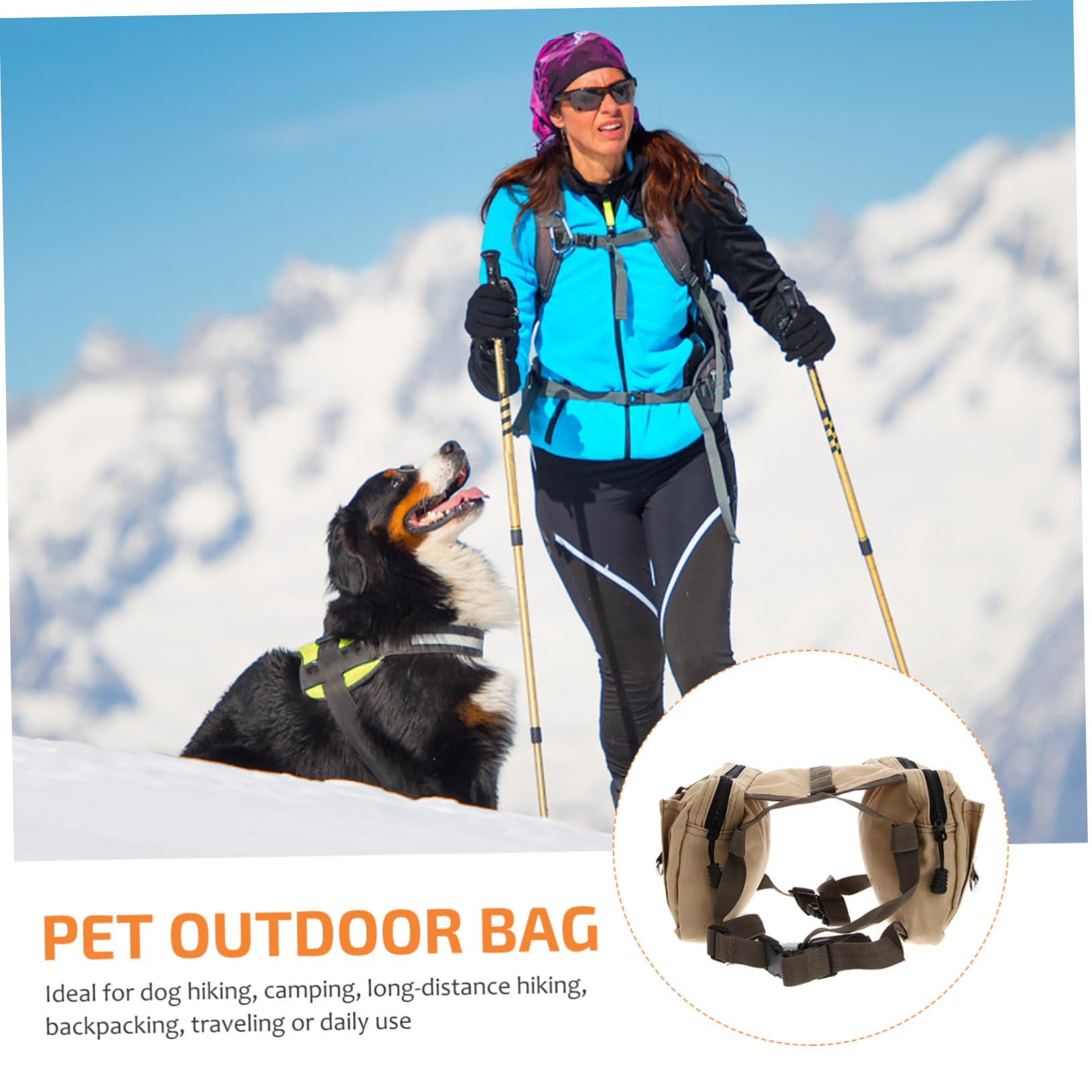 Didiseaon Hiking Bag for Dog Canvas Saddle Backpack Pockets Toys for Sports Travel Everyday Use