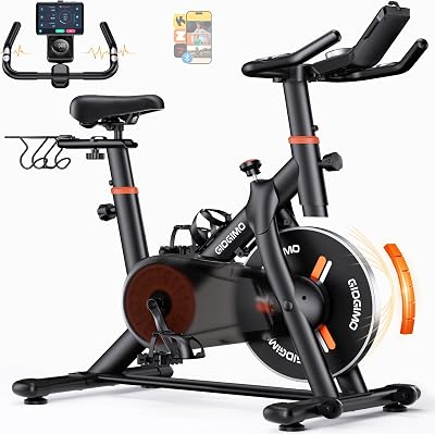 GIDGIMO 2026 Nouveauté Velo d Appartement, Vélo Spinning d’Intérieur Silencieux avec Résistance Réglable, Écran LCD, Selle Respirante, Capteur Cardiaque, Charge Maximale 200 kg