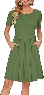Auselily Womens Sleeve Pleated Pockets