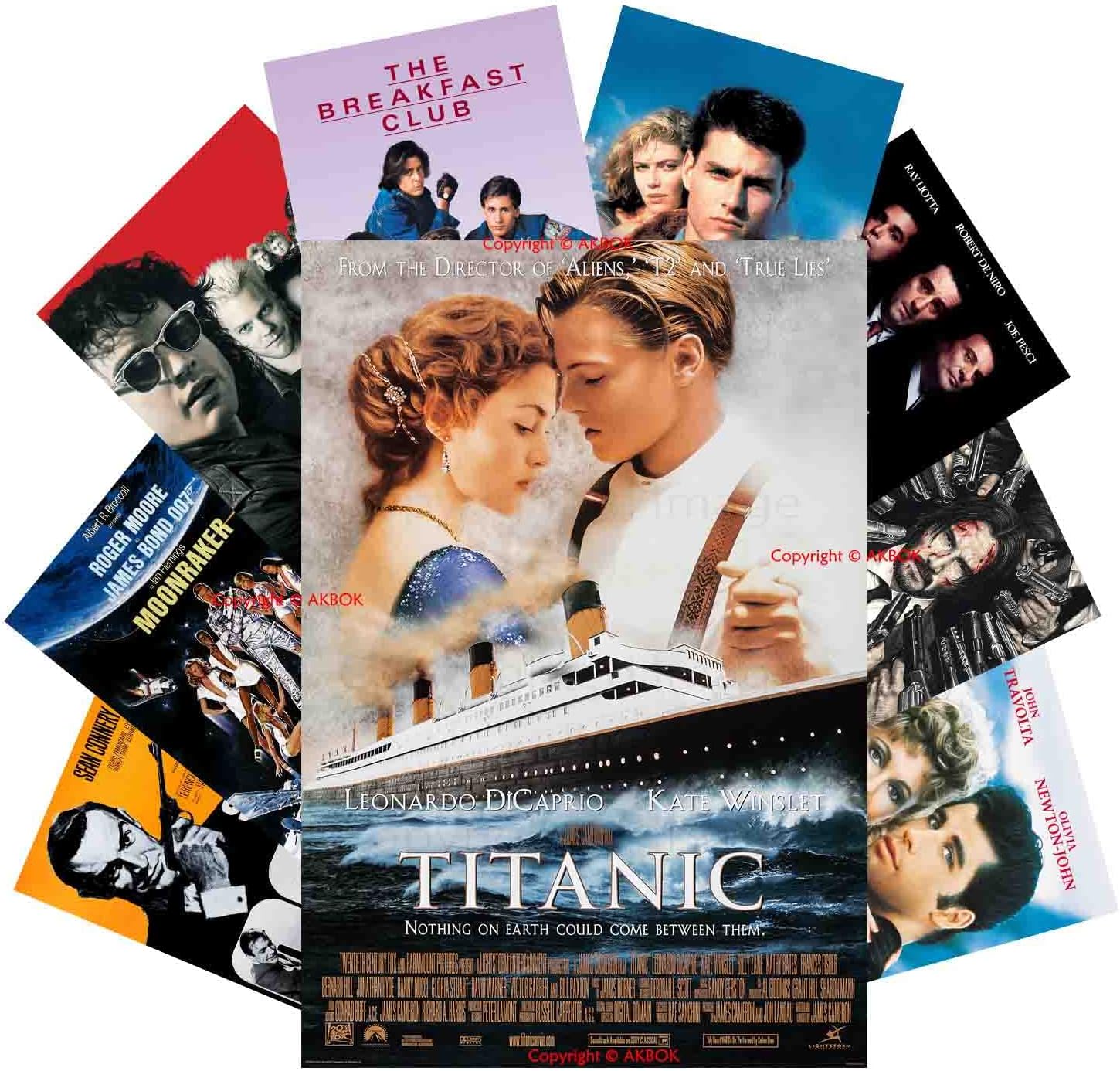 AKBOK 9 Pieces Vintage Movie Posters Retro Classic Movie Posters 80s 90s Film Art Prints for Theater Dorm Room Man Cave Decor 8×12 Inches Unframed