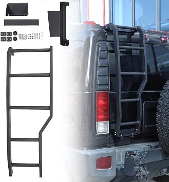 Tailgate Ladder Compatible with Hummer H2 2003-2009, Tailgate Mounted Ladder, Aluminum Car Rear Door Ladder Mount Bracket Accessories