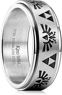 6mm 7mm 8mm Silver Black Stainless Steel Ring Spinner Ring Anxiety Relief Wedding Ring For Men Women Forest Elk Deer Family/Moon Star/Skull Head/Evil Eye/Poker Pattern Size 7-14
