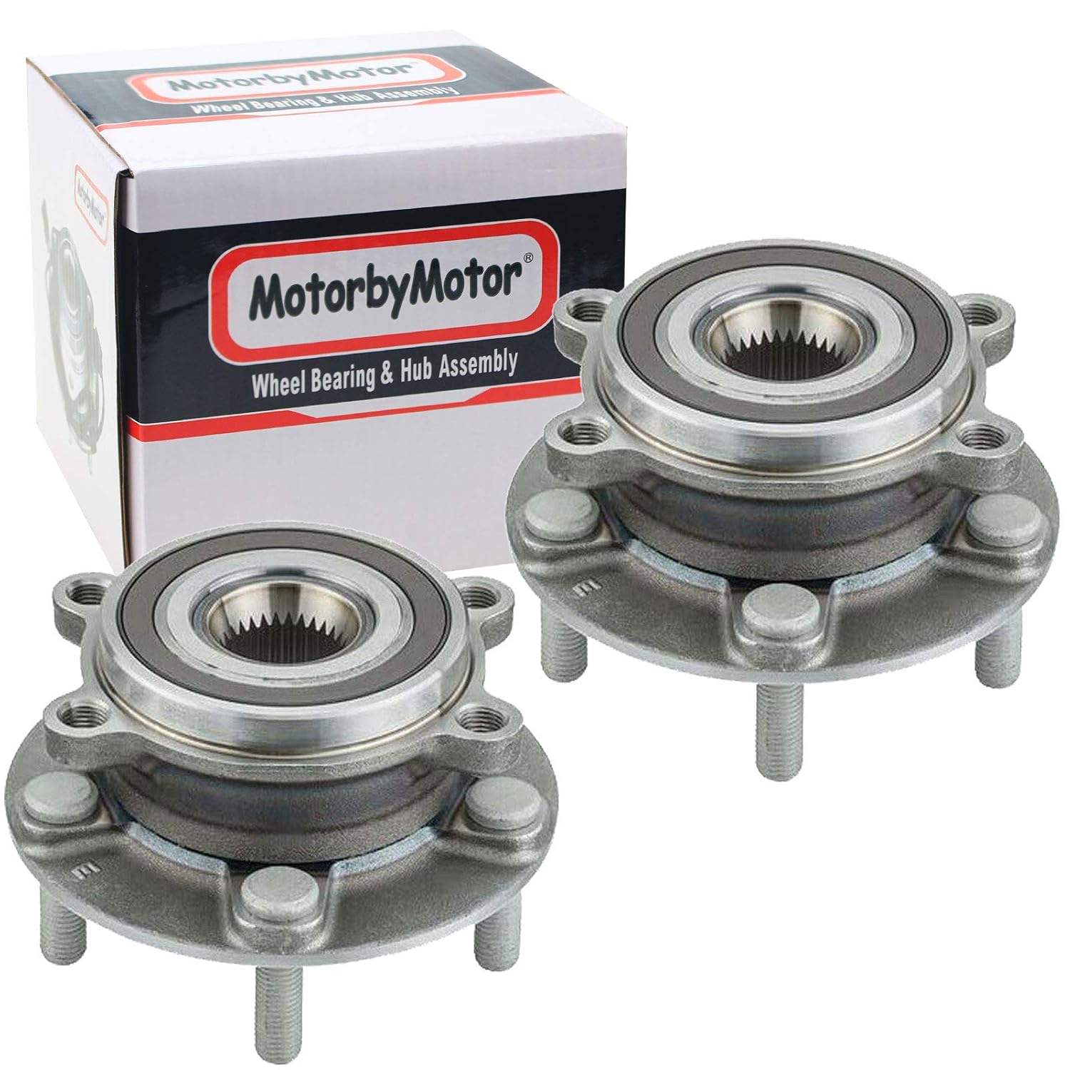 MotorbyMotor 513347 Front Wheel Bearing and Hub Assembly with 5 Lugs Fits for 2014-2019 Mazda 6, 2013-2018 Mazda CX-5 Low-Runout OE Directly Replacement Hub Bearing-2 Pack