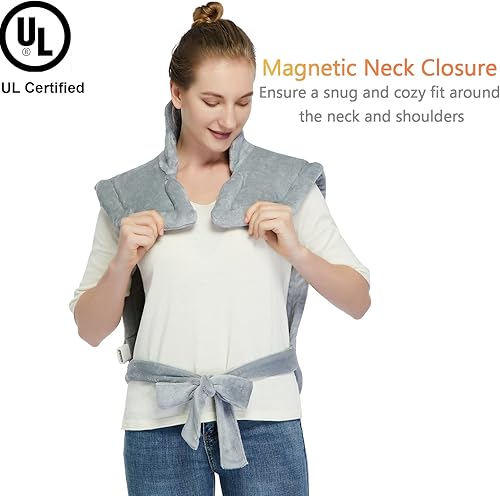 Miniatura 10 de CAROMIO Almohadilla térmica para aliviar el dolor de espalda, cuello y hombros, almohadillas térmicas eléctricas de gran tamaño, almohadilla térmica