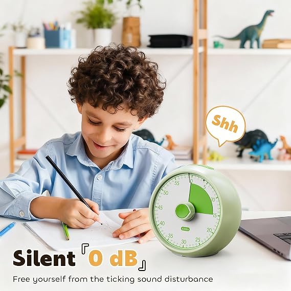 Conchstar Time Timer Visual Timer Children's 60 Minute Countdown Timer - Ideal for ADHD & Autism Homework School Classroom & Kitchen Cooking (Light Green)