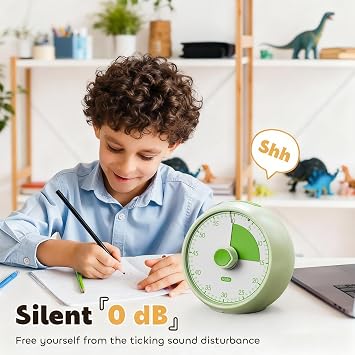 Conchstar Time Timer Visual Timer Children's 60 Minute Countdown Timer - Ideal for ADHD & Autism Homework School Classroom & Kitchen Cooking (Light Green)