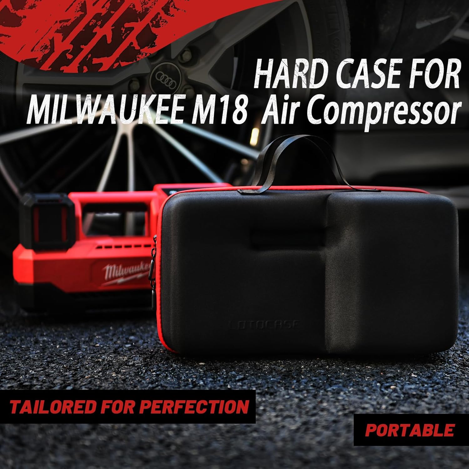 Air Compressor Bag for Milwaukee M18 Inflator 2848-20 + Case for Milwaukee M18 Impact Drill Driver Combo Kit