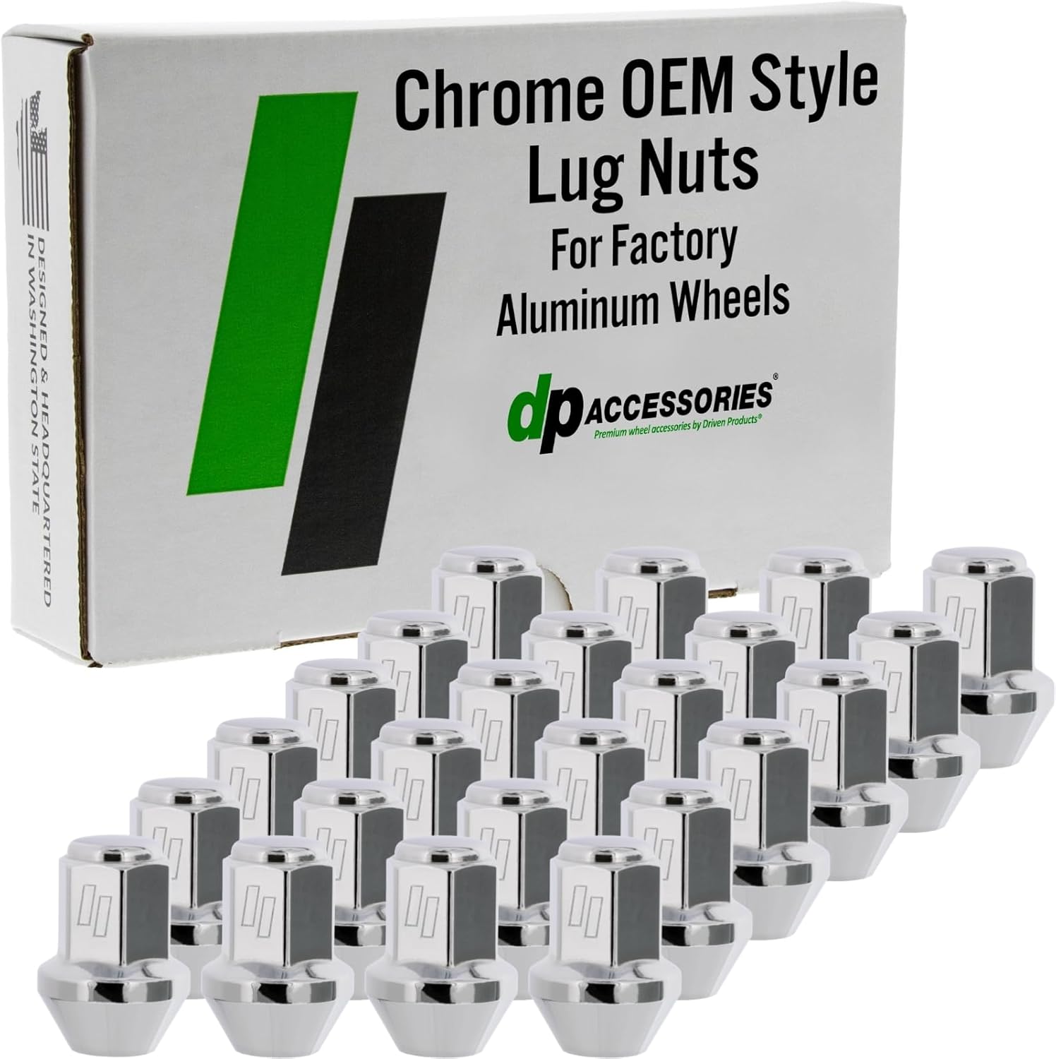 DPAccessories Lug Nuts Compatible with 2022-2025 Ford F-150 Lightning | Chrome OEM Style | for Factory Aluminum Wheels Only | Set of 24 Wheel Nuts | DFO15L01F-CH/1