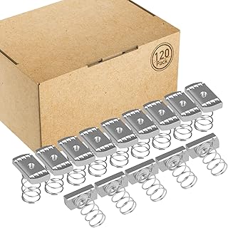 120 Pcs Strut Channel Nuts 1/4''-20 with Standard Spring, Thickened Zinc Plated Nuts for Unistrut Channel