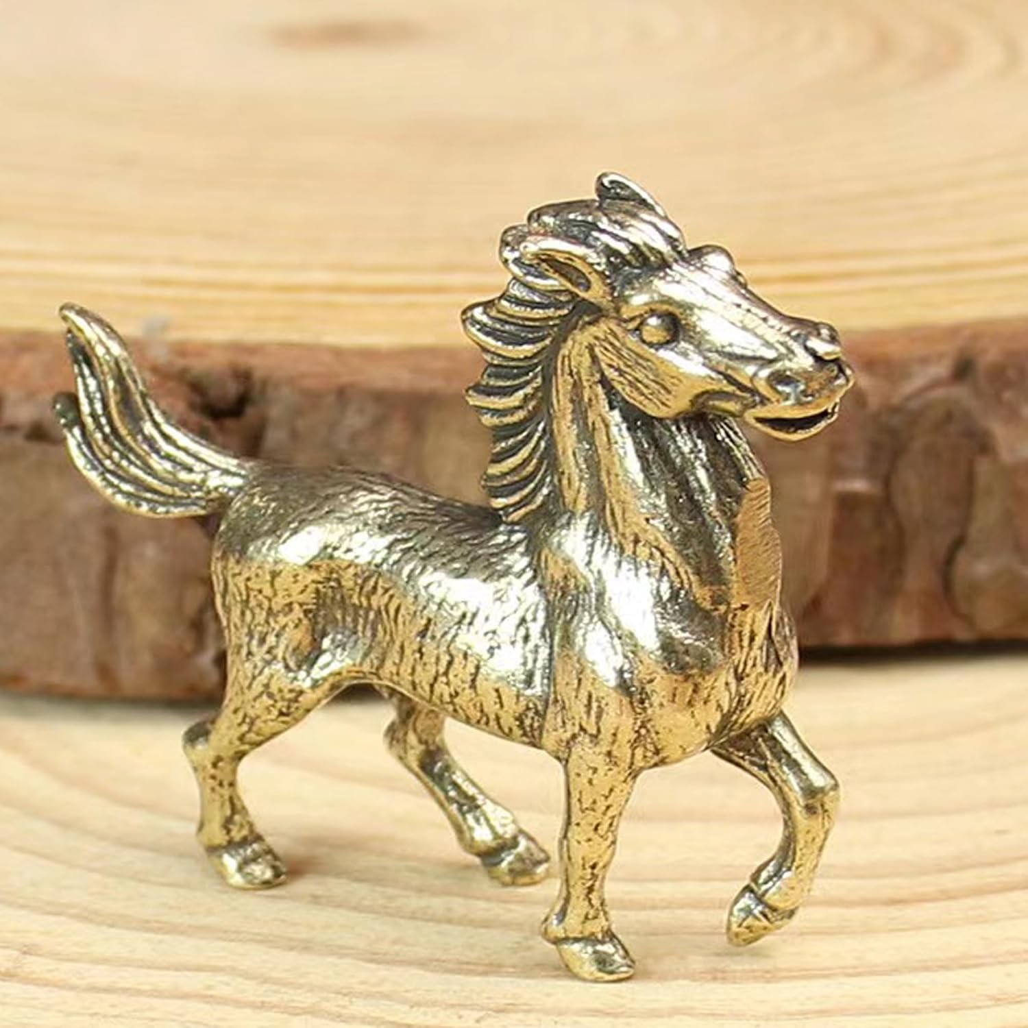 Brass Statues Small Brass Metal Statue Ornament Animal Figurines Home Office Decor Metal Desktop Ornament Wall Art Gifts (2PCS Horse) image 2