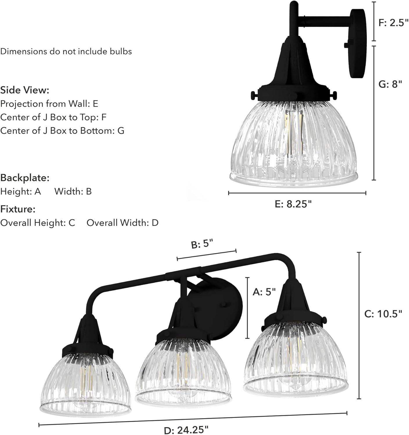 Hunter - Cypress Grove 3-light Natural Black Iron, Medium Size Vanity Light, Dimmable, Transitional Style, for Bedrooms, Kitchens, Foyers, Bathrooms - 19257