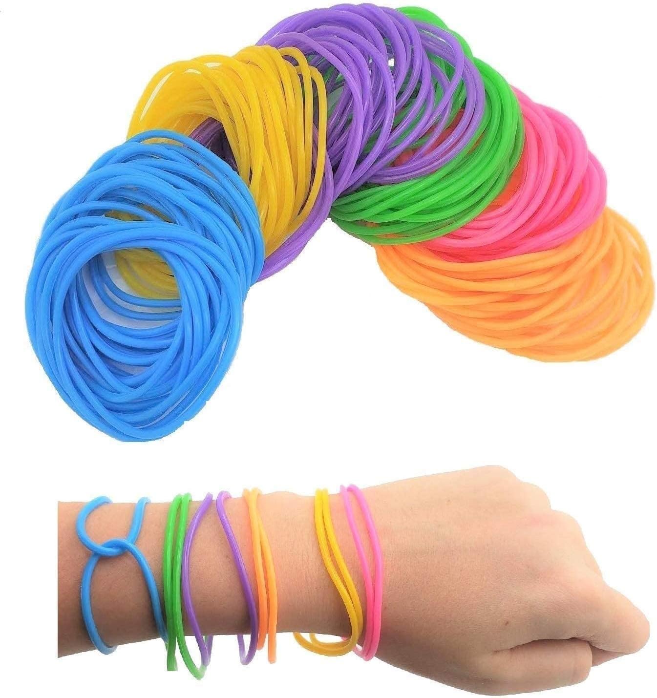 Zugar Land 80s Colorful Neon Jelly Bracelets (7'') Child Size. Retro Rock Pop Star Rainbow Diva Disco Gel Bands (1 Pack - 144 Pc