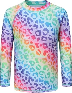 Girls Long Sleeve Swim Shirt Rash Guard for Kids Girls One Piece Bathing Suits with UPF 50+ Sun Protection 7-16 Years