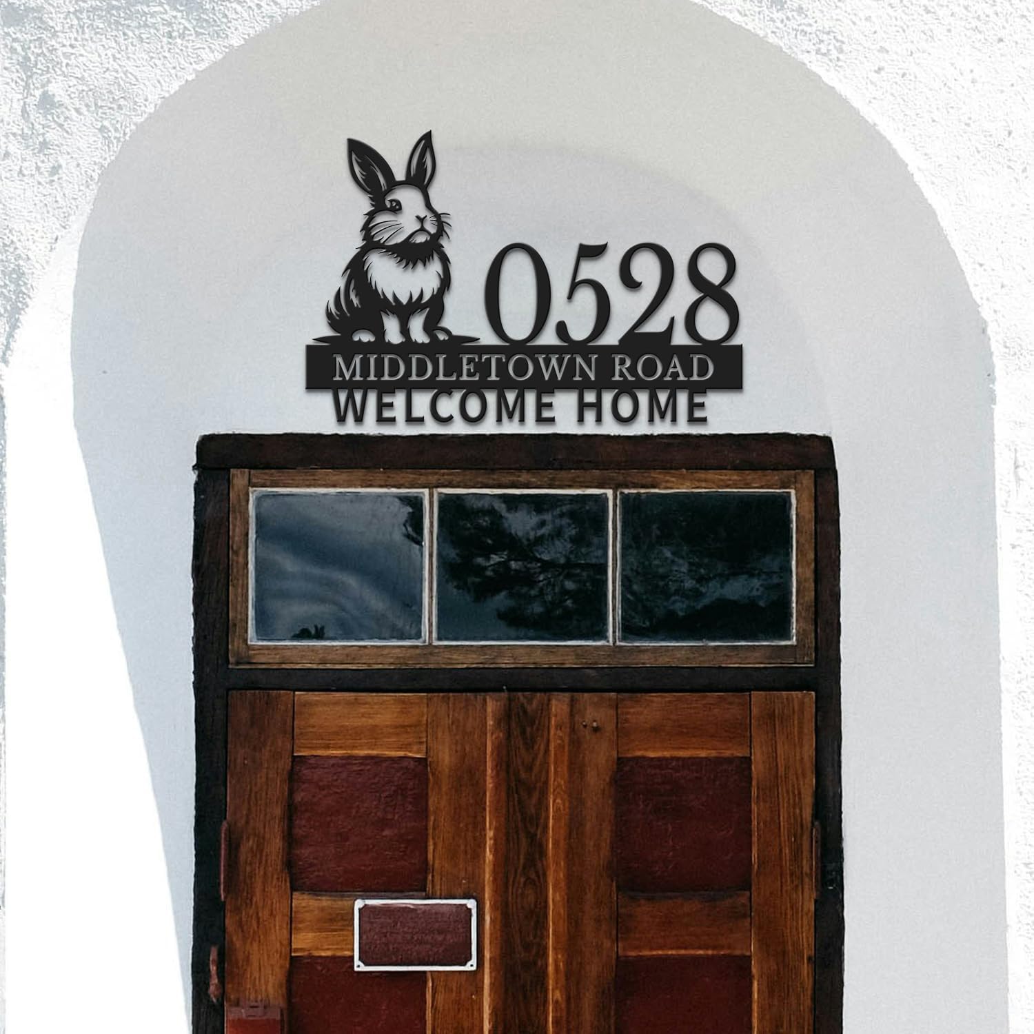 Personalized Bunny Address Sign, Custom Rabbit House Number Plaque, Farmyard Animal Wall Art, Outdoor Garden Decor, Pet Lover Gift (Type-2)