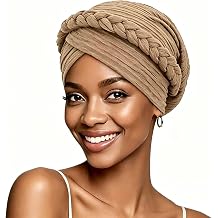 African Women Turban Caps, Pre-Tied Braid Head Wrap, Chemo Headwear for Women, Soft Beanie Headscarf for Hair Cover