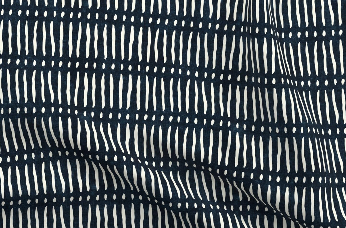 Spoonflower Fabric - Farmhouse Stripe Minimal Abstract Indigo Mudcloth Simple Boho Dark Printed on Petal Cotton Fabric Fat Quarter - Sewing Quilting Apparel Crafts Decor