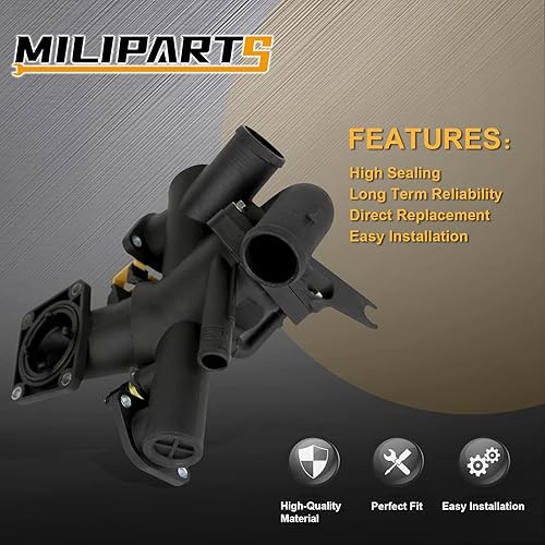 Miniatura 4 de Conjunto de carcasa de termostato de refrigerante de motor compatible con Jaguar 4.2L 5.0L V8 Gas S-Type XF XJ8 XJR XK XK8 XKR Base OE# AJ811793