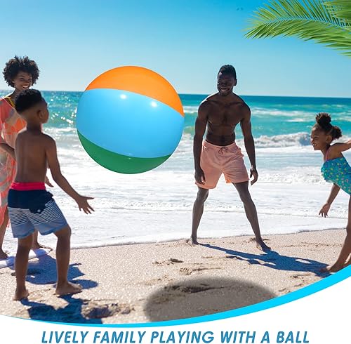 Miniatura 6 de Sosation 4 pelotas deportivas de 2.5 pies y 30 pulgadas, pelotas de playa grandes, bolas inflables gigantes para niños, juegos y actividades en