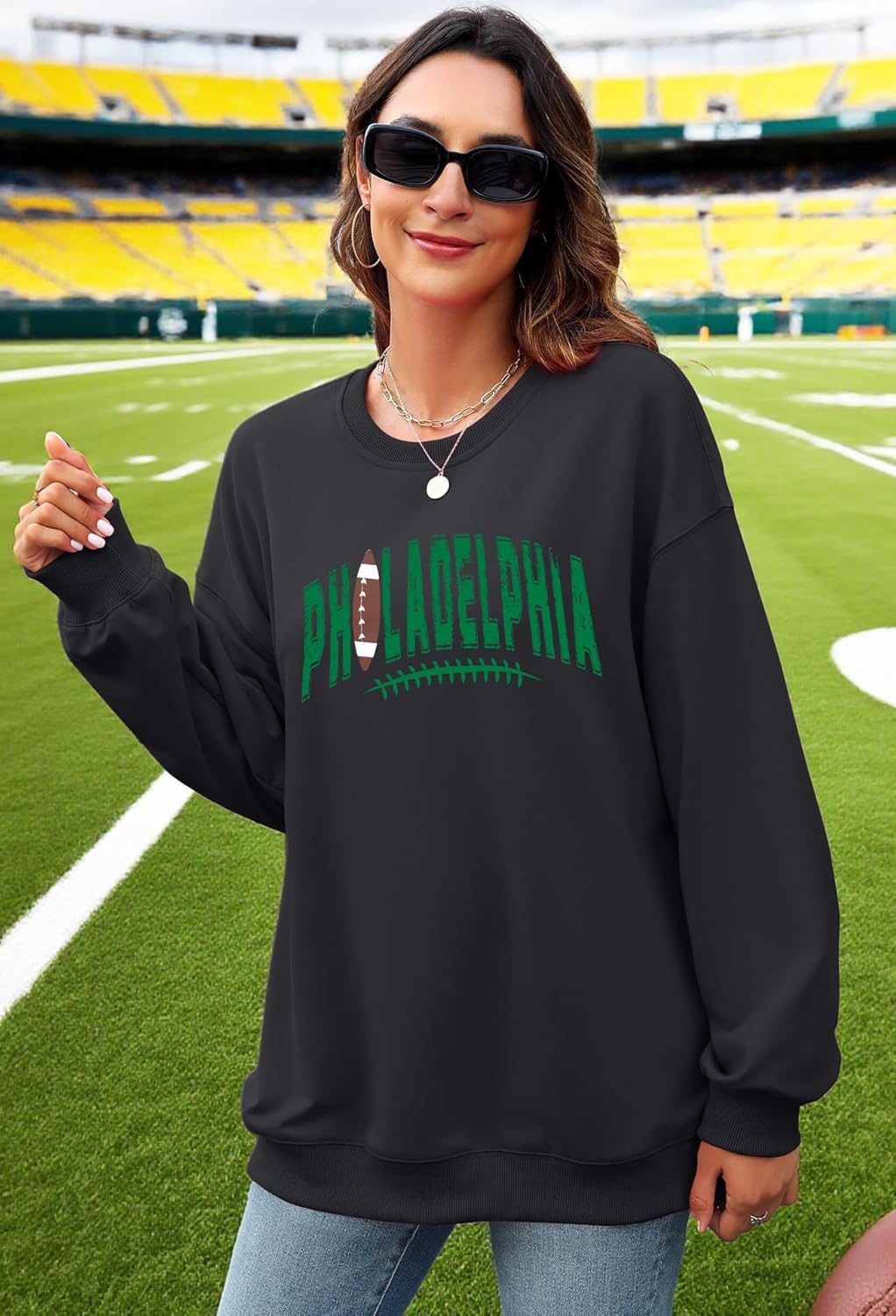 SFHFY Football Sweatshirt Women: Oversized Game Day Lightweight Shirt Football Team Fan Pullover Rugby Top - Image 4