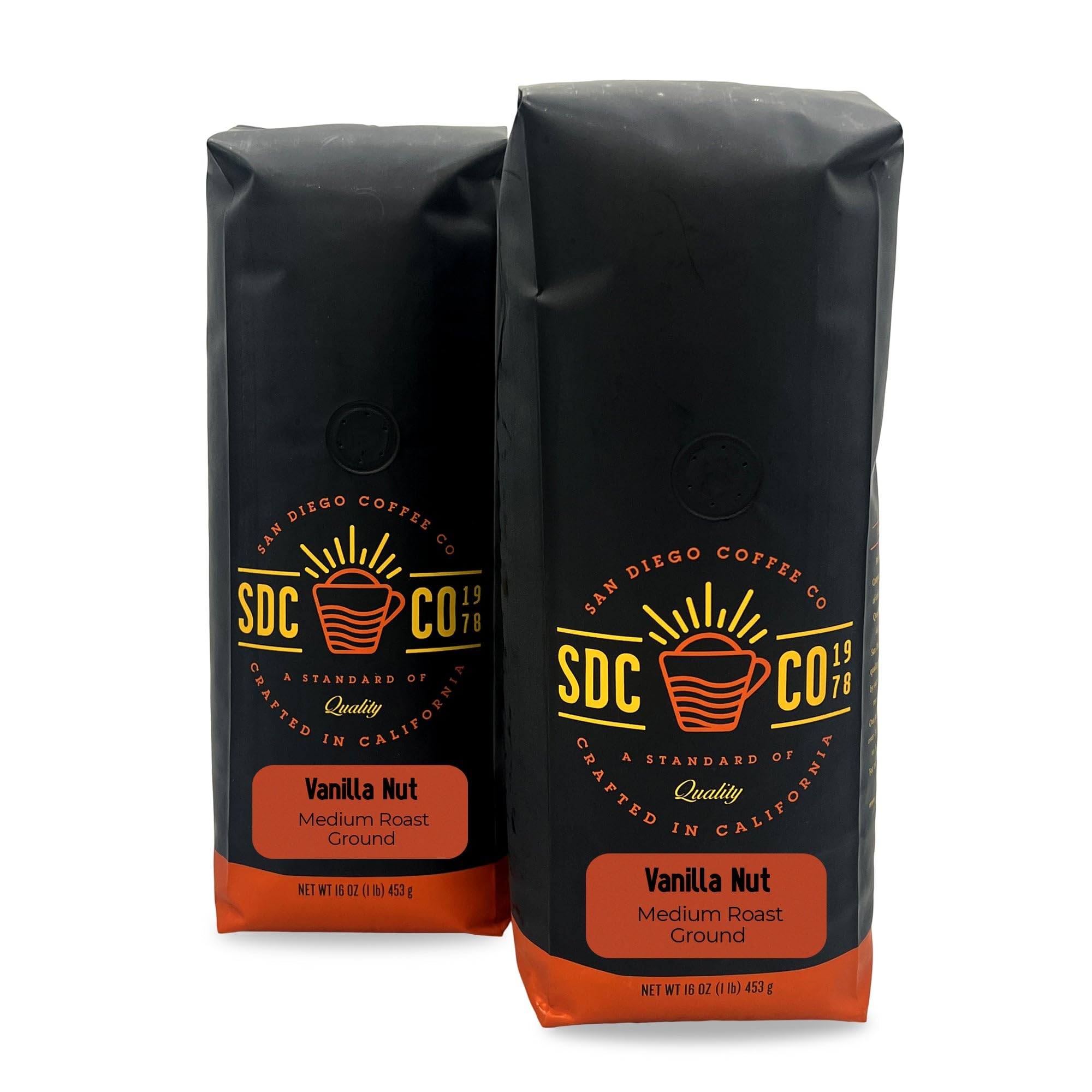 San Diego Coffee Vanilla Nut, Medium Roast, Ground Coffee, 16-Ounce Bags (Pack of 2) Café molido tostado