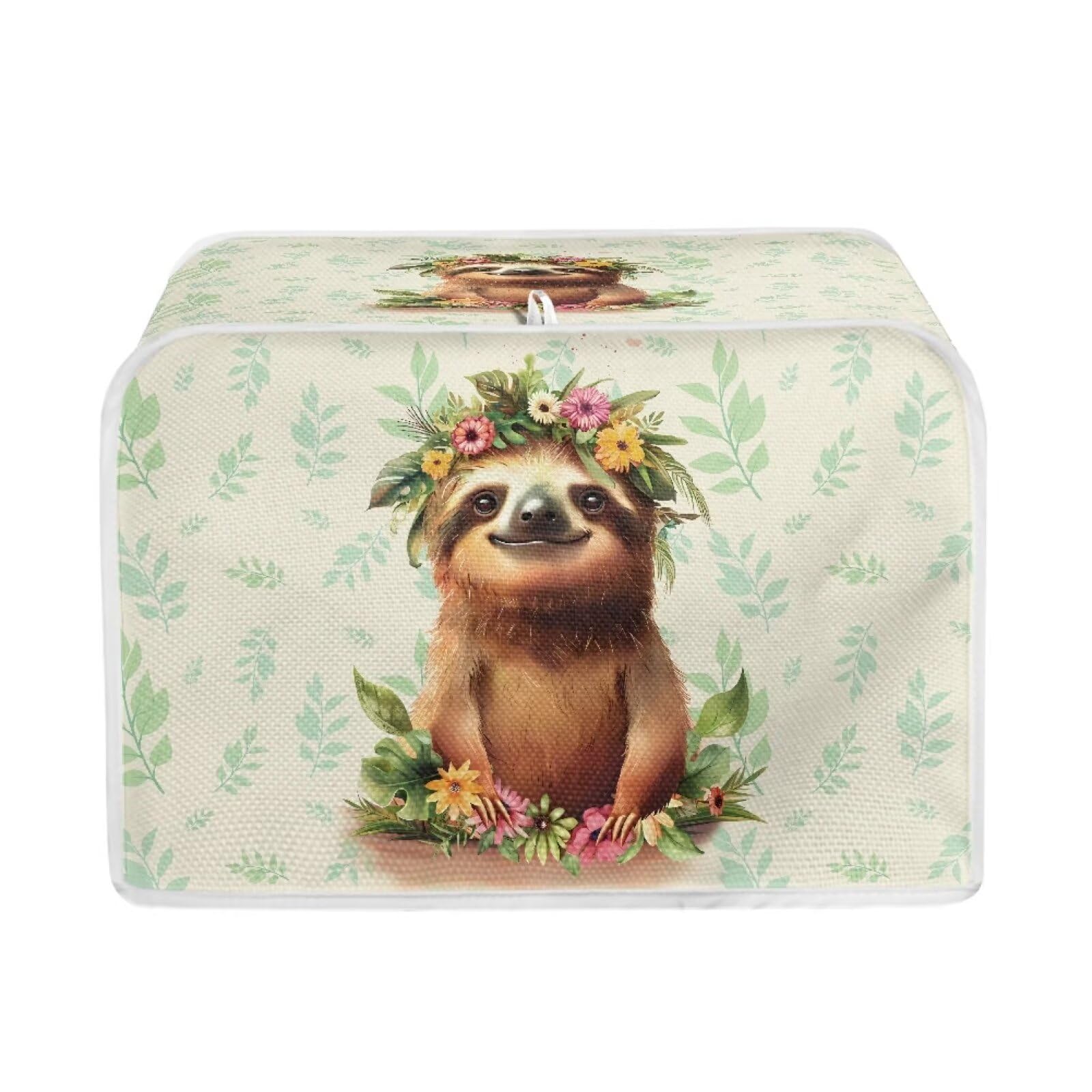 Talayituse Cute Sloth Print 2 Slice Toaster Covers Dust Protection Bread Maker Covers Toaster Oven Cloth Cover Kitchen Accessories Washable Appliance Cover with Handle