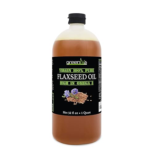 Miniatura 2 de GreenIVe Aceite de semilla de lino 100% puro prensado en frío con alto contenido de omegas exclusivamente en Tienda (32 onzas líquidas)
