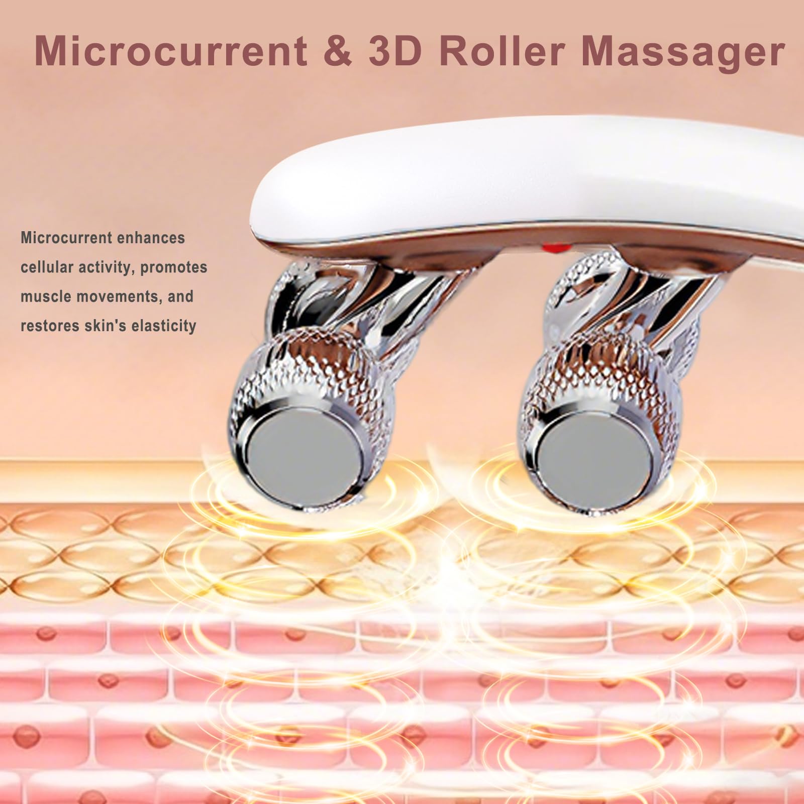 CXGRISE Wireless Facial Massager, 3D Roller Electric Facial Roller, Rechargeable V-Shape Sculpting & Puffiness Relief Tool, Face Roller Lymphatic Drainage for Home & Travel Use (Roller)