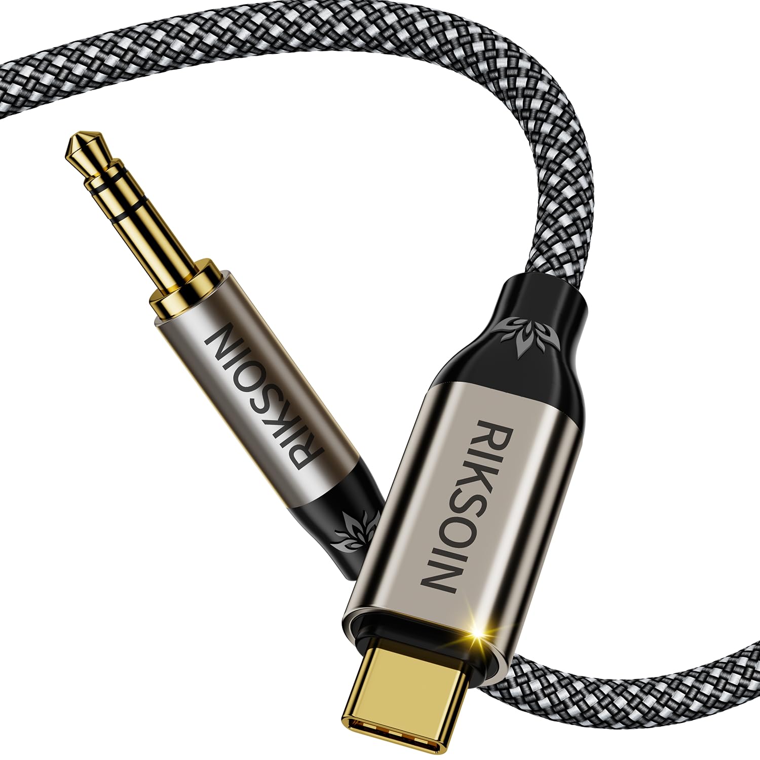USB C to 3.5mm Aux Cable,Silver-Plated Copper Core Type C to 3.5mm Headphone Car Stereo Cord Compatible with iPhone 15, 15 Pro Max Plus, Samsung Galaxy S24 S23 S22 S21-2FT