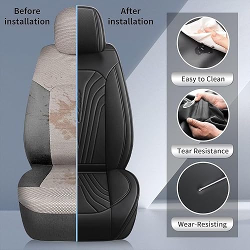 Vista 81 de Juego completo de fundas de asiento de automóvil para Ford Explorer 2004-2023, 2024 2025-5, fundas de asiento de automóvil, impermeables, Negro- gris