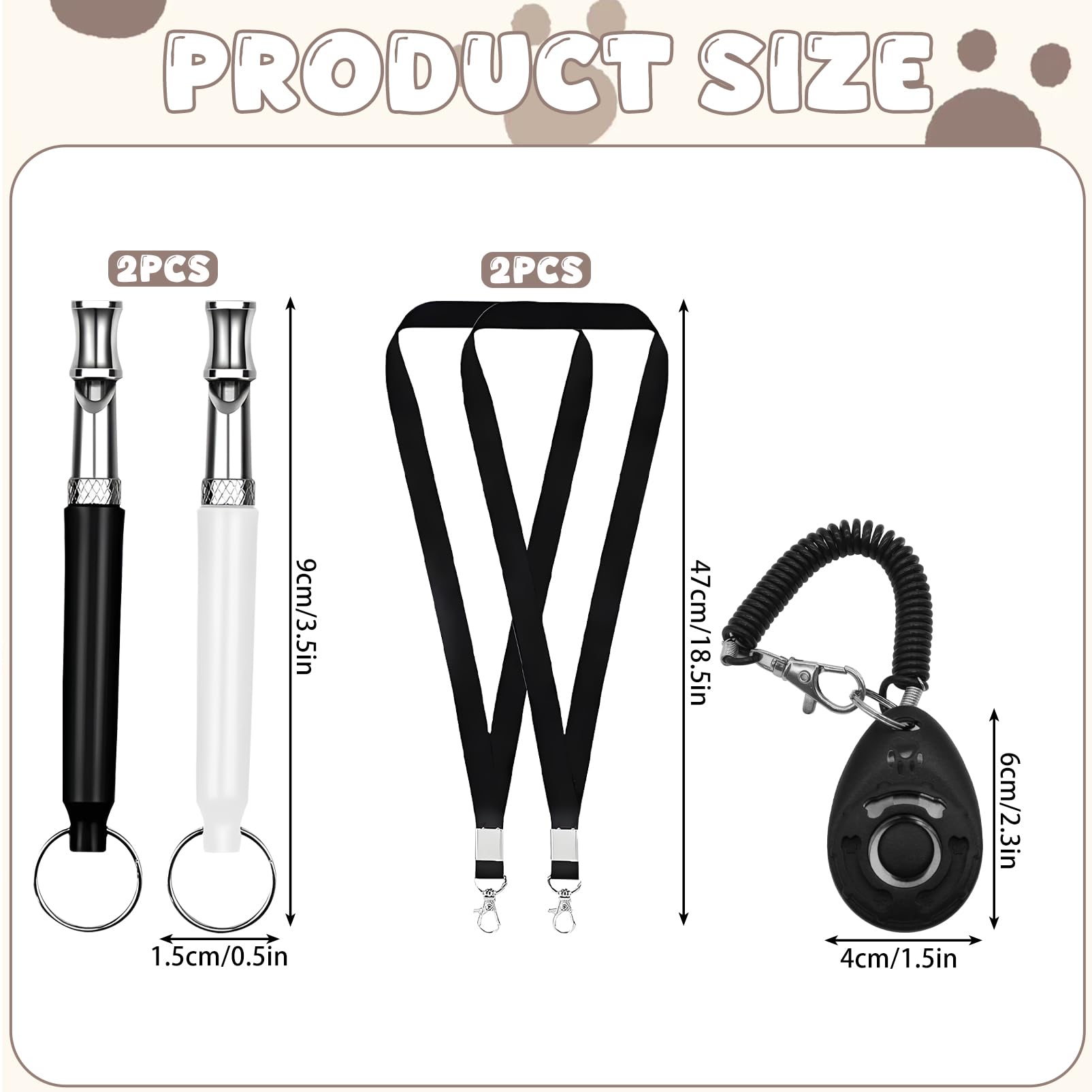 2 Pièces Sifflets pour Chien avec Clicker pour Chien Sifflet Ultrason Chien Anti Aboiement Sifflet Dressage Chien avec Lanière Sifflet et clicker pour Dressage de Chiens