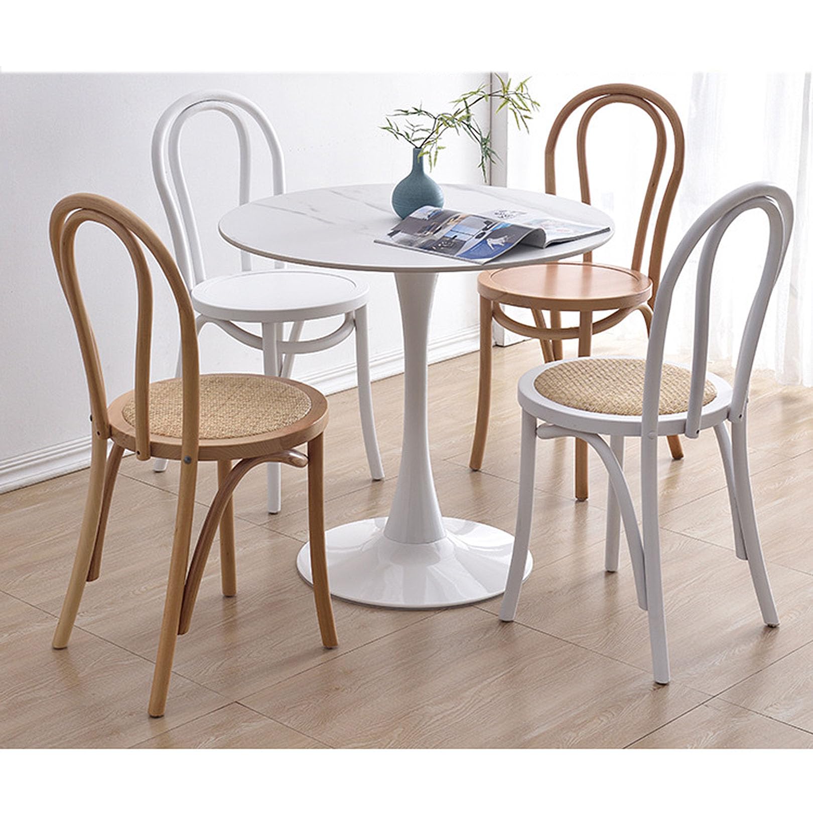 Amazon｜すべて無垢材のアクセントチェアラウンドシートダイニング