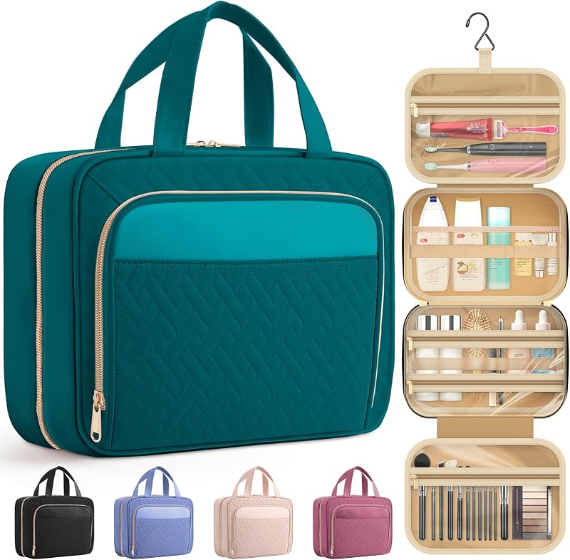 Necessaire suspensa de viagem HOTOR, Teal, tamanho médio
