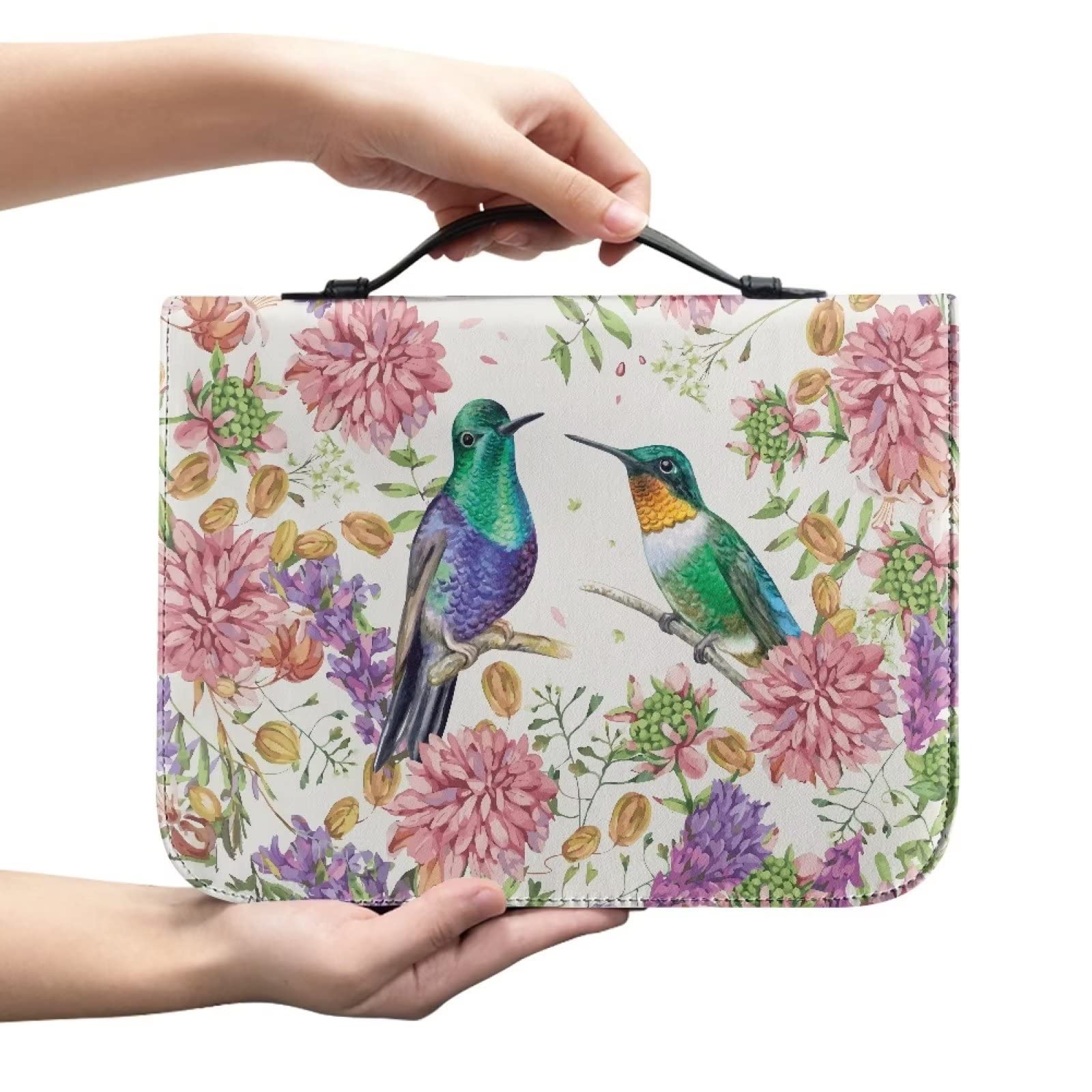 Custodia Per Bibbia Con Stampa Colibrì E Fiori - Impermeabile, Multi Tasche, Con Manico - Foto 2