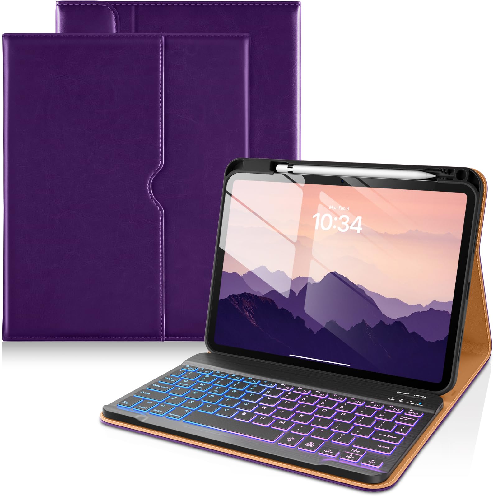 DTTO for iPad (A16) 11th / 10th Gen Case with Keyboard, Purple