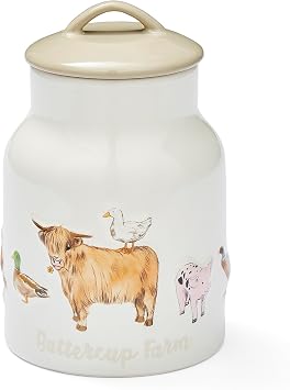 Cooksmart British Designed Biscuit Jar | Ceramic Biscuit Barrel for All Modern Kitchens | Large Biscuit Tin With Airtight Lid - Buttercup Farm
