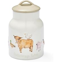 Cooksmart British Designed Biscuit Jar | Ceramic Biscuit Barrel for All Modern Kitchens | Large Biscuit Tin With Airtight Lid - Buttercup Farm | British Designed, Ceramic Build, Airtight Seal, Kitchen Storage, Countertop Display, Biscuit Organisation, Easy Clean
