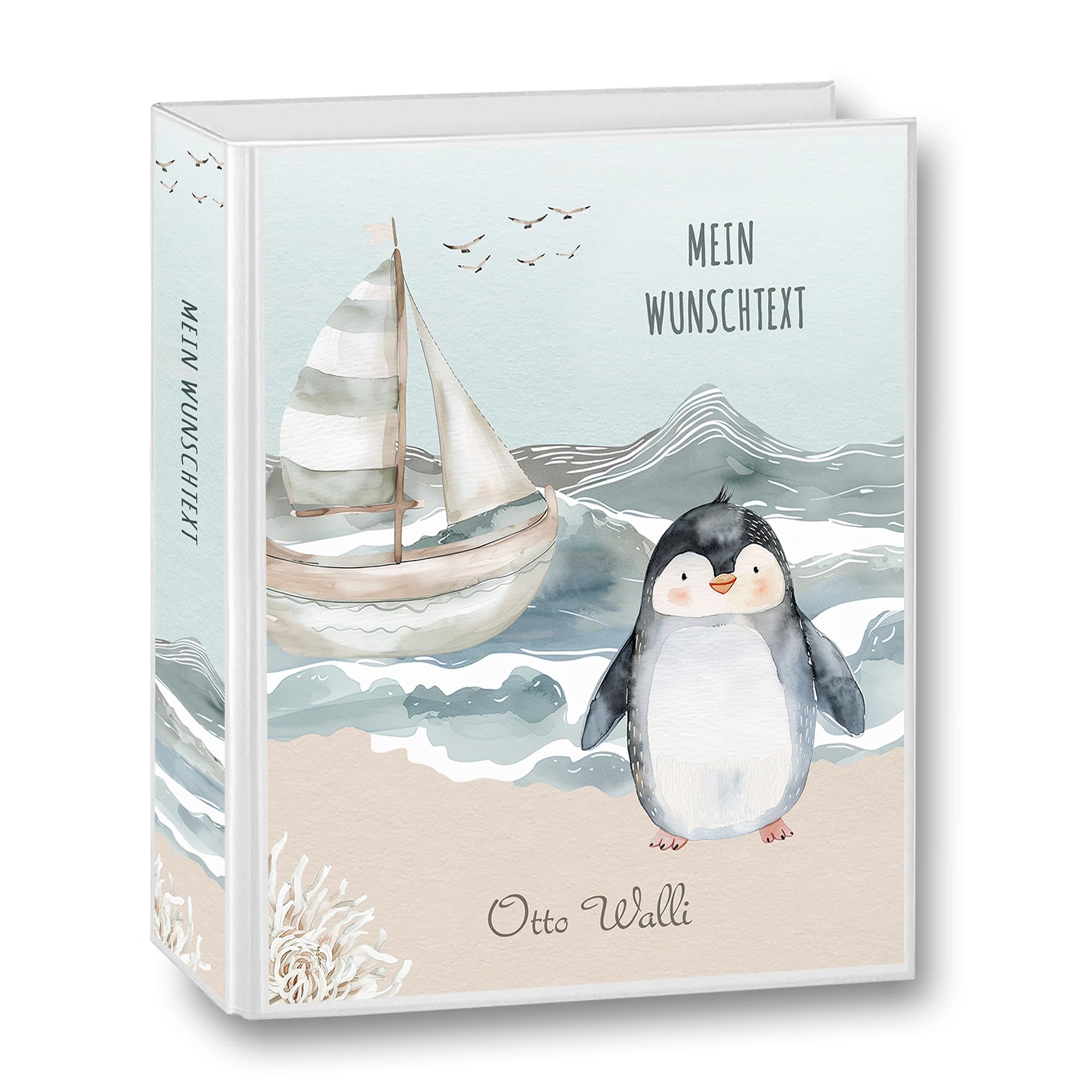 Kindergarten Ordner personalisiert Namen Wunschtext Otter Pinguin Robbe Walross A4 Blau - Meine Kindergartenzeit Kindergartenordner Portfolioordner Sammelordner Junge Mädchen