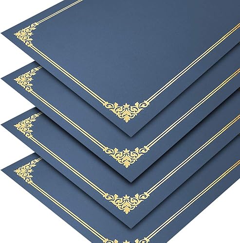 Vista 2 de SUNEE Titulares de certificados (azul marino, 50 paquetes), cubre diploma, borde de lámina dorada, para certificados de tamaño carta de 8.5 x 11