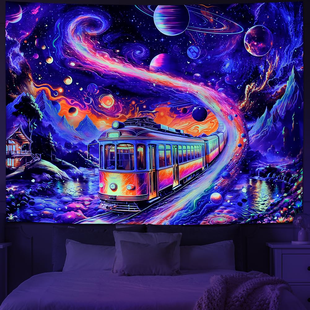 Amazon.com: Tushelia Blacklight Galaxy Space Tapestry UV Reactive