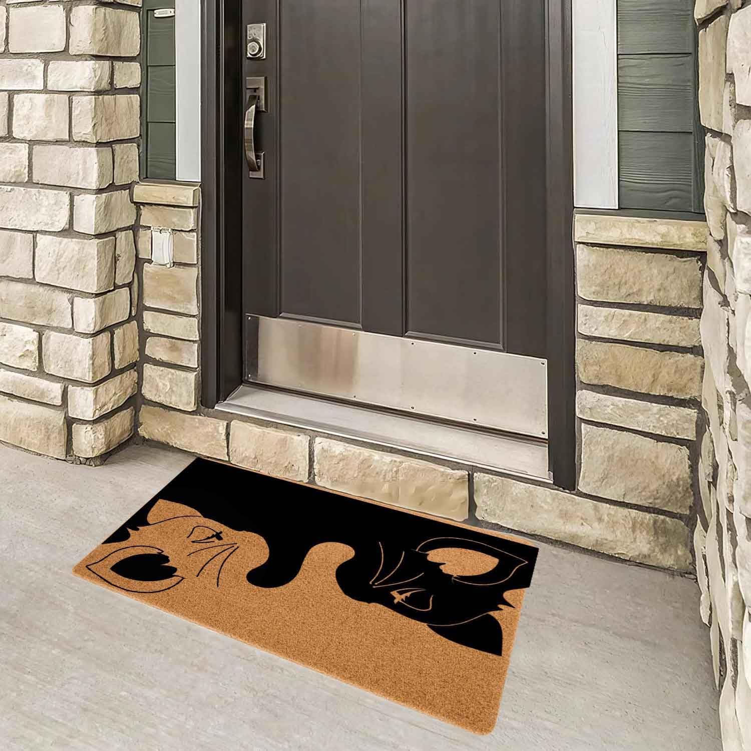 Cute Black and White Cat Doormat - Funny Minimalist Tuxedo Feline Welcome Mat, 29.5" x 17" Non-Slip Entryway Rug, Decorative Kitten Gift for Lovers, Home Decor